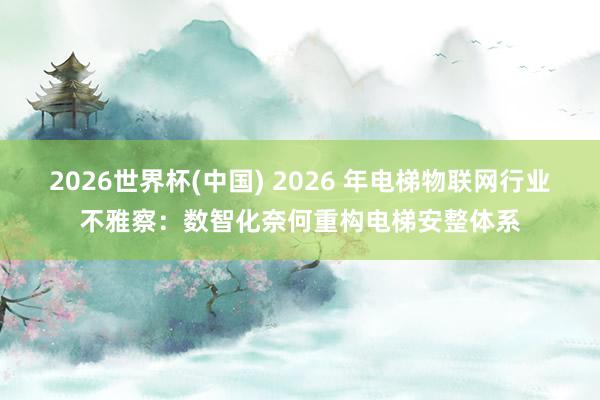 2026世界杯(中国) 2026 年电梯物联网行业不雅察：数智化奈何重构电梯安整体系