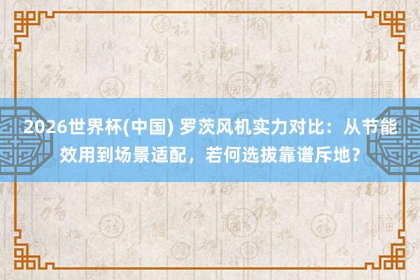 2026世界杯(中国) 罗茨风机实力对比：从节能效用到场景适配，若何选拔靠谱斥地？