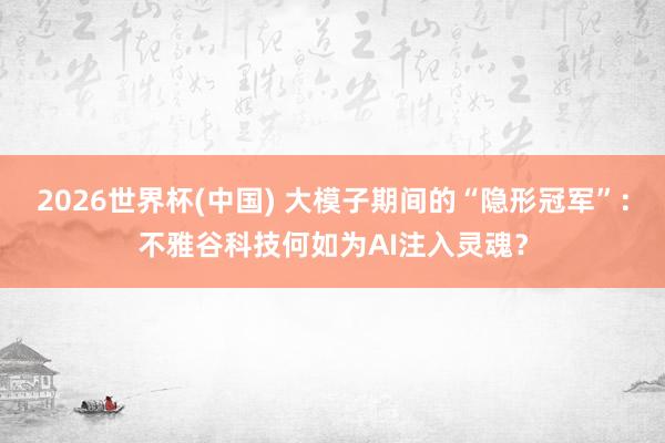 2026世界杯(中国) 大模子期间的“隐形冠军”：不雅谷科技何如为AI注入灵魂？