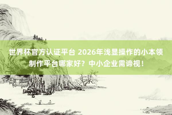世界杯官方认证平台 2026年浅显操作的小本领制作平台哪家好？中小企业需谛视！
