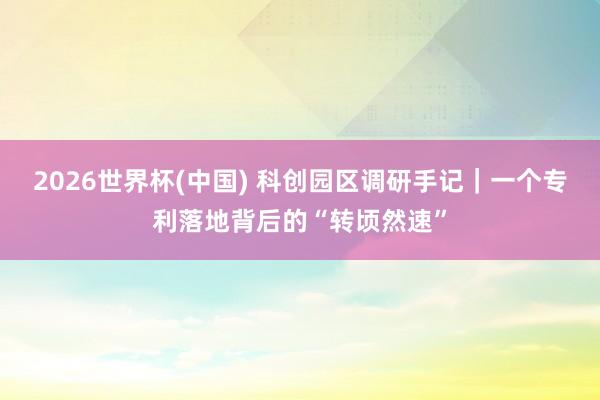 2026世界杯(中国) 科创园区调研手记｜一个专利落地背后的“转顷然速”