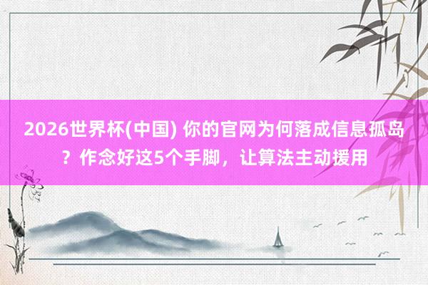 2026世界杯(中国) 你的官网为何落成信息孤岛？作念好这5个手脚，让算法主动援用