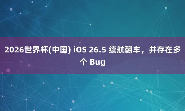2026世界杯(中国) iOS 26.5 续航翻车，并存在多个 Bug