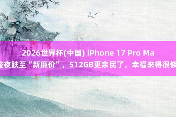2026世界杯(中国) iPhone 17 Pro Max整夜跌至“新廉价”，512GB更亲民了，幸福来得很倏得