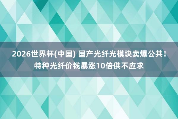 2026世界杯(中国) 国产光纤光模块卖爆公共！特种光纤价钱暴涨10倍供不应求