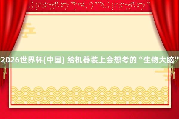 2026世界杯(中国) 给机器装上会想考的“生物大脑”