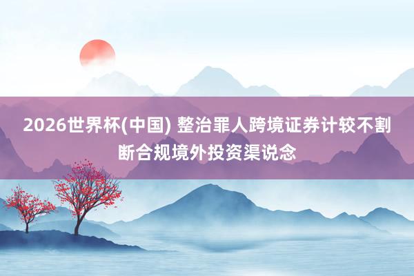 2026世界杯(中国) 整治罪人跨境证券计较不割断合规境外投资渠说念
