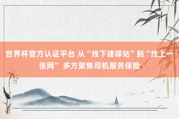 世界杯官方认证平台 从“线下建驿站”到“线上一张网” 多方聚焦司机服务保险
