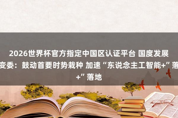 2026世界杯官方指定中国区认证平台 国度发展改变委：鼓动首要时势栽种 加速“东说念主工智能+”落地
