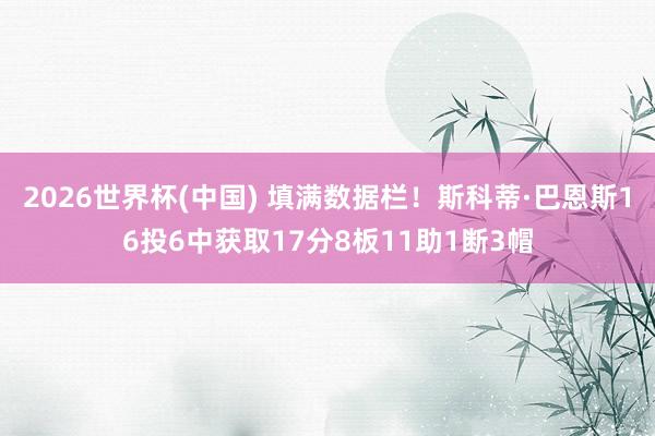 2026世界杯(中国) 填满数据栏！斯科蒂·巴恩斯16投6中获取17分8板11助1断3帽
