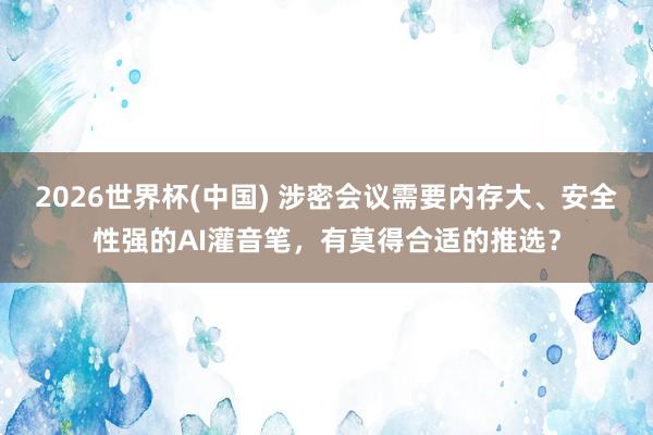 2026世界杯(中国) 涉密会议需要内存大、安全性强的AI灌音笔，有莫得合适的推选？
