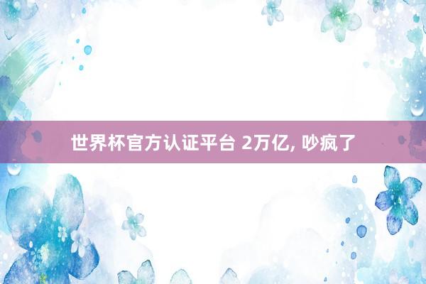 世界杯官方认证平台 2万亿， 吵疯了