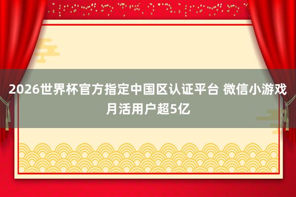 2026世界杯官方指定中国区认证平台 微信小游戏月活用户超5亿