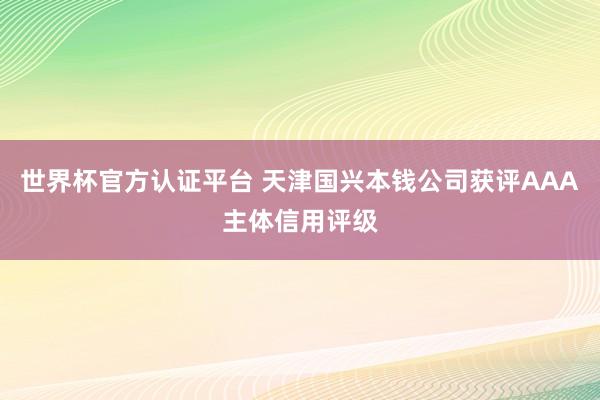 世界杯官方认证平台 天津国兴本钱公司获评AAA主体信用评级
