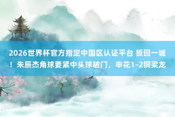 2026世界杯官方指定中国区认证平台 扳回一城！朱辰杰角球要紧中头球破门，申花1-2铜梁龙