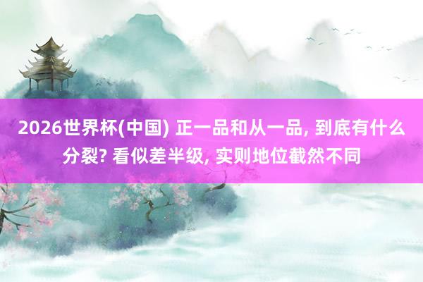 2026世界杯(中国) 正一品和从一品， 到底有什么分裂? 看似差半级， 实则地位截然不同