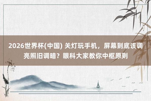 2026世界杯(中国) 关灯玩手机，屏幕到底该调亮照旧调暗？眼科大家教你中枢原则