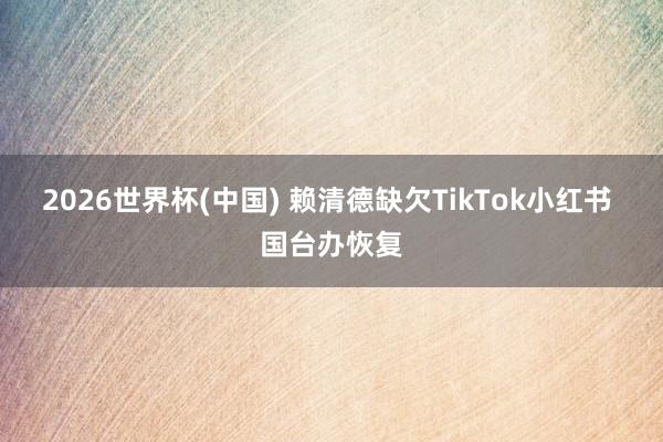 2026世界杯(中国) 赖清德缺欠TikTok小红书 国台办