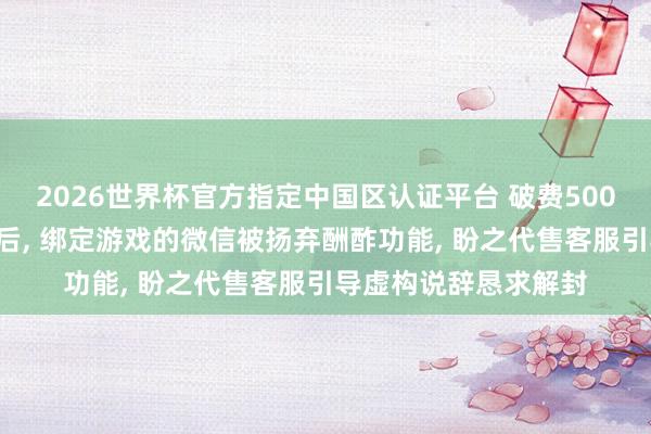 2026世界杯官方指定中国区认证平台 破费5000余元购入游戏账号后， 绑定游戏的微信被扬弃酬酢功能， 盼之代售客服引导虚构说辞恳求解封