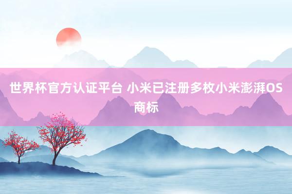 世界杯官方认证平台 小米已注册多枚小米澎湃OS商标