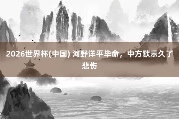 2026世界杯(中国) 河野洋平毕命，中方默示久了悲伤