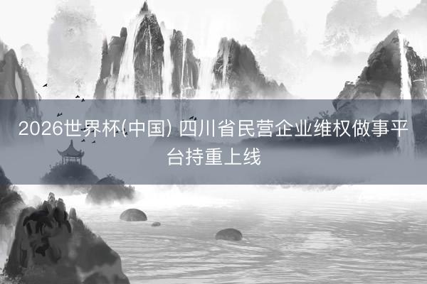 2026世界杯(中国) 四川省民营企业维权做事平台持重上线