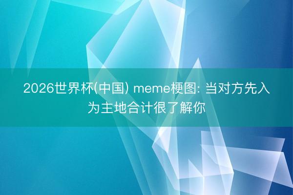 2026世界杯(中国) meme梗图: 当对方先入为主地合计很了解你