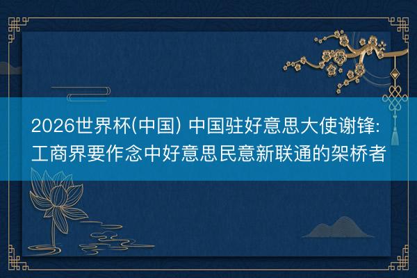 2026世界杯(中国) 中国驻好意思大使谢锋: 工商界要作念中好意思民意新联通的架桥者